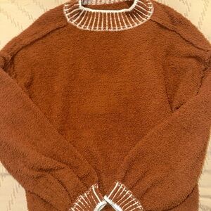 SHEIN Brown Sweater with White Accents
